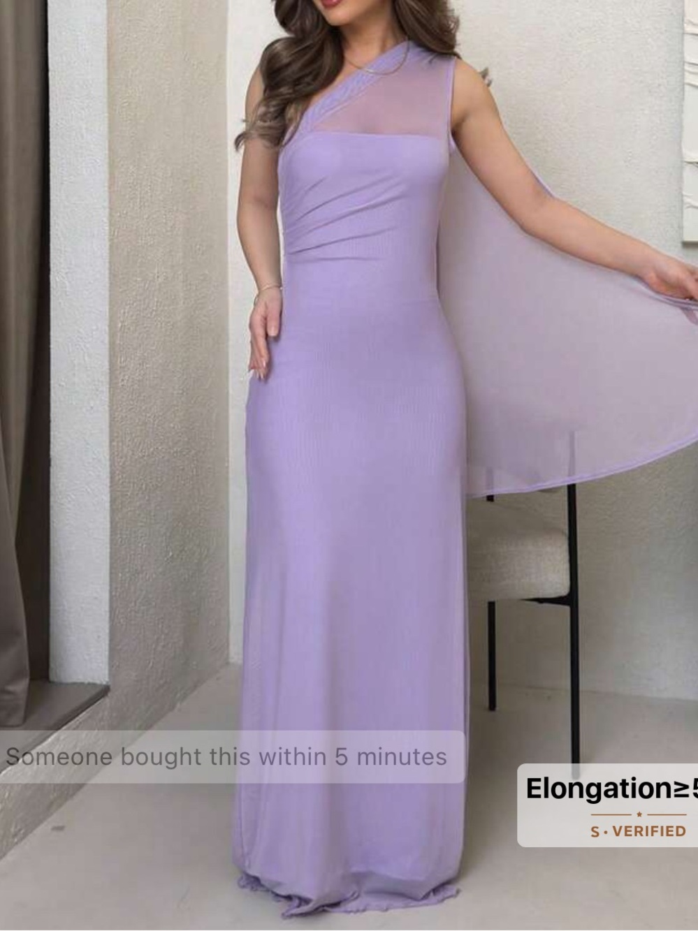 Sleeveless Lilac Evening Gown with Sheer Cape